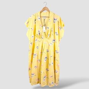 ModCloth x Emily and Fin Yellow Floral Sweet Pea Dress Size 3X Fit & Flare Retro
